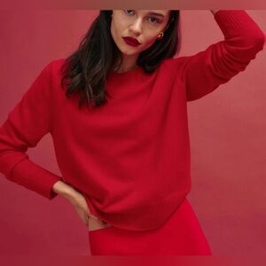 NWT Reformation Dana Cashmere Crewneck Sweater in Cherry Red medium SOLD OUT
